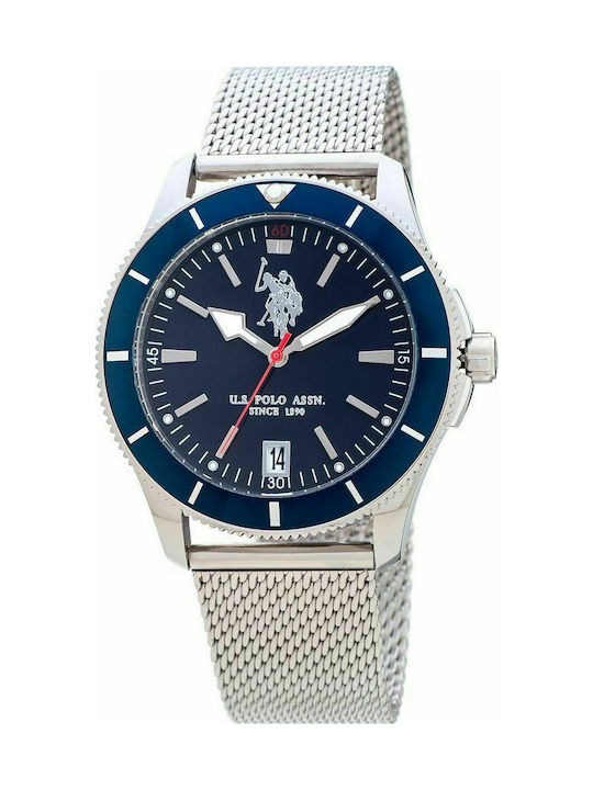 U.S. Polo Assn. Argo Watch Battery with Silver Metal Bracelet