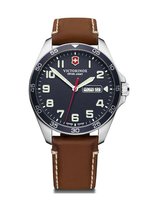 Victorinox Fieldforce Watch Battery with Brown Leather Strap