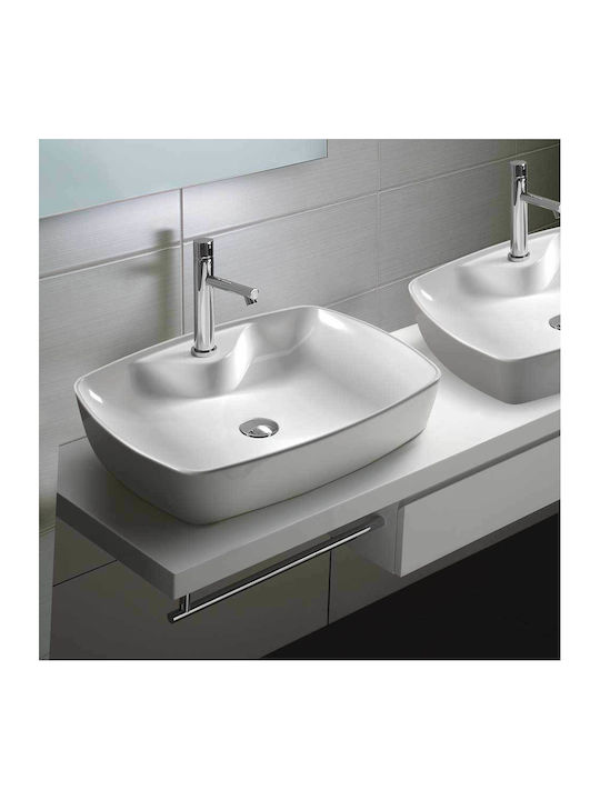 Serel 1634W Countertop Sink Porcelain 60x44x12cm White