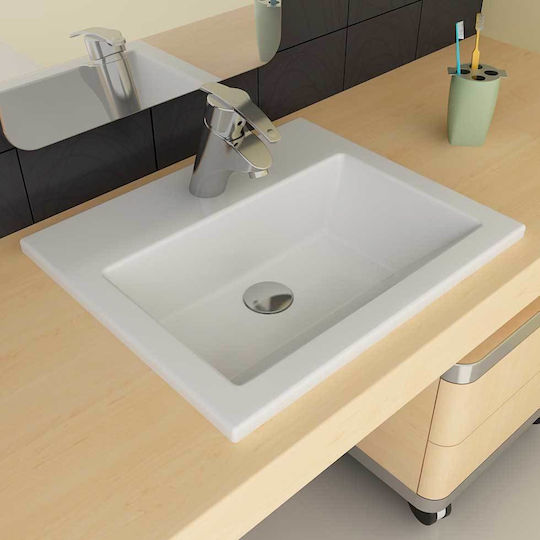 Serel Ένθετος Νιπτήρας Πορσελάνης 60x42x12cm Λευκός