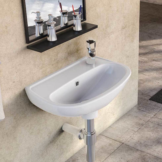 Serel 1301 Стенен Окачена мивка Порцелан 40x25x14.5см Бял Serel 1301 Стенен Окачена мивка Порцелан 40x25x14.5см Бял