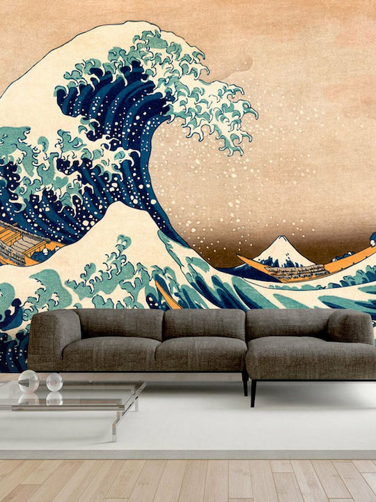 Fototapet de Perete Hokusai: Great Wave Off Kanagawa Reproduction 100x70 Tesatura Bej L100xW70cm