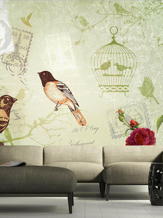 Fototapet de Perete Vintage Birds 150x105 Tesatura Bej