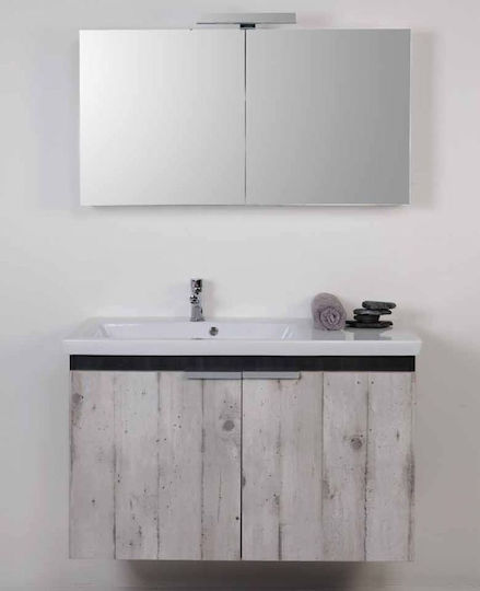 Kolossos Gea 85 Waschtisch mit Waschbecken & Spiegel mit Licht L80xB42xH60cm Betton
