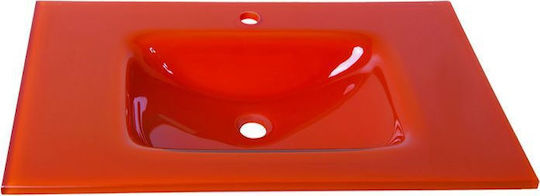Gloria Glass Form Eingelassenes Waschbecken Glas 76x46x13cm Orange