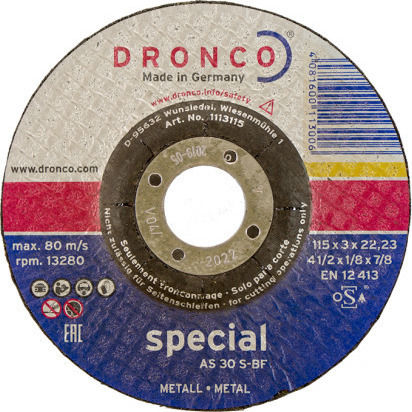 Dronco AS 30 S Cutting Disc Metal Hole Diameter 115mm 1pcs