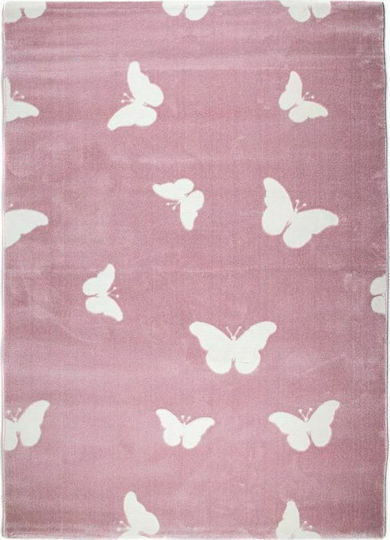 Klonaras 8884 Kinder Teppich Schmetterlinge Rosa 160x230cm Dicke 12mm