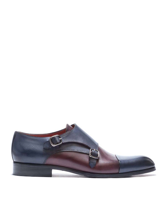 Perlamoda 617T Făcute manual Din piele Pantofi Monk pentru bărbați Burgundia 010617T41/BLUburgundy