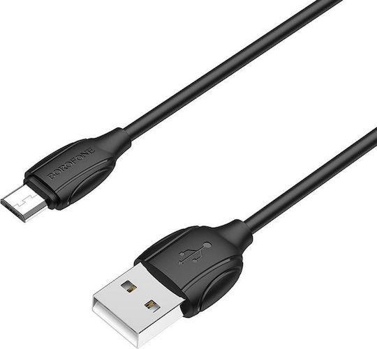 Borofone Regular USB 2.0 to micro USB Cable Μαύρο 1m (Benefit)