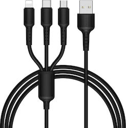 Borofone BX16 USB to Lightning / Type-C / micro USB Cable 1m
