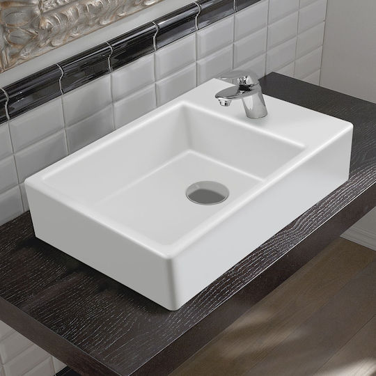 Serel Tetra Countertop Sink Porcelain 45x28x11cm White