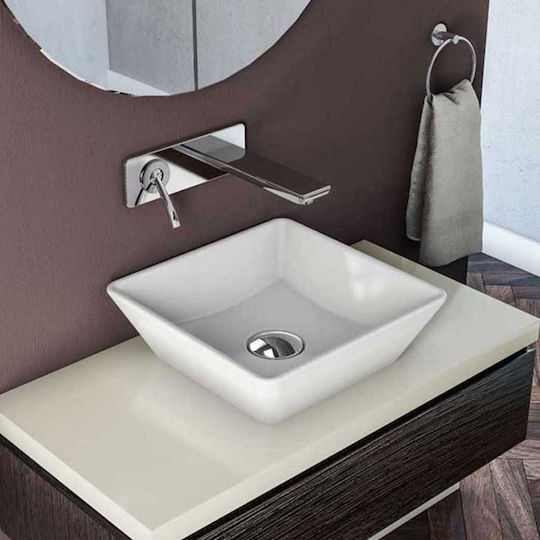 Serel 2013 Επικαθήμενος Νιπτήρας Πορσελάνης 38x38x13cm Λευκός
