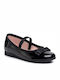 Kids Anatomic Patent Leather Ballerinas with Elastic Strap Black