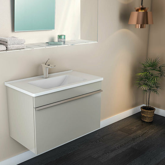 Serel Slim Wall Mounted Wall-mounted Sink Porcelain 120x46x16.5cm White