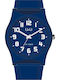 Q&Q Men's Watch 40mm Battery with Blue Rubber Strap