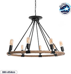 GloboStar Millbank Kronleuchter Ø80cm mit Seil Schwarz