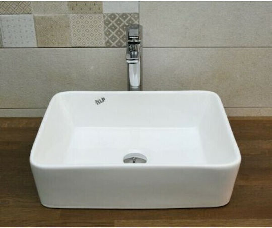 KLP Plus Aufgesetztes Waschbecken Porzellan 60x41x12cm Weiß KLP Plus Aufgesetztes Waschbecken Porzellan 60x41x12cm Weiß