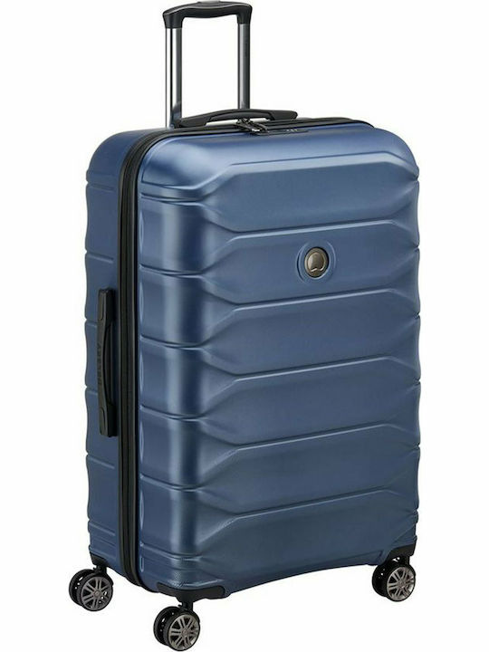 Delsey Meteor Large Hard Blue Travel Suitcase with 4 Wheels Height 78cm