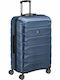 Delsey Meteor Large Hard Blue Travel Suitcase with 4 Wheels Height 78cm