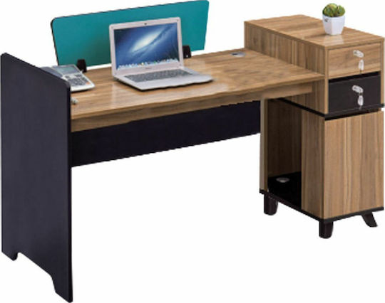 Офис Бюро Supreme Дървено Honey Oak / Сиво 150x60x88см
