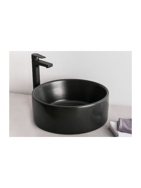 Tema Style Vessel Sink Porcelain 40.5x40.5x15cm Black Matt