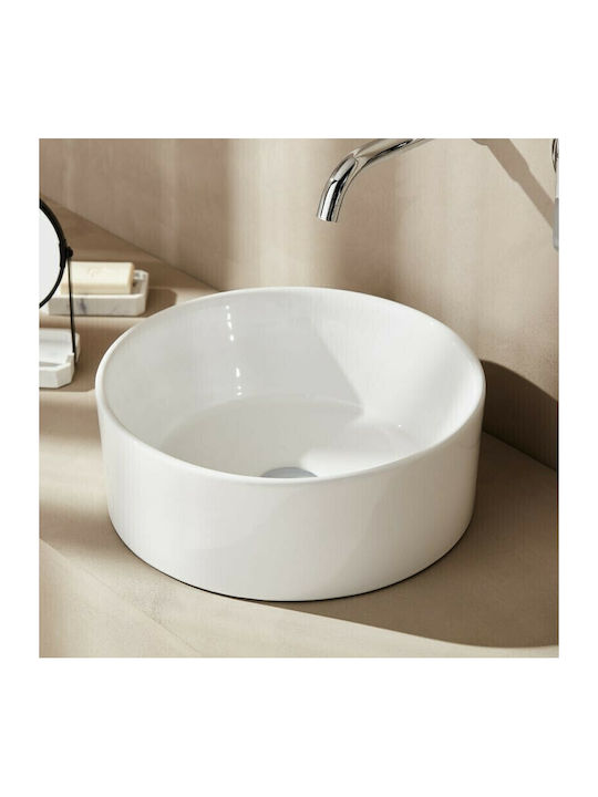 Tema Vessel Porcelain Bathroom Sink 40.5x40.5x15cm White
