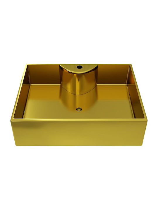 vidaXL Επιτοίχιος Κρεμαστός / Επικαθήμενος Νιπτήρας Κεραμικός 48x37cm Χρυσός