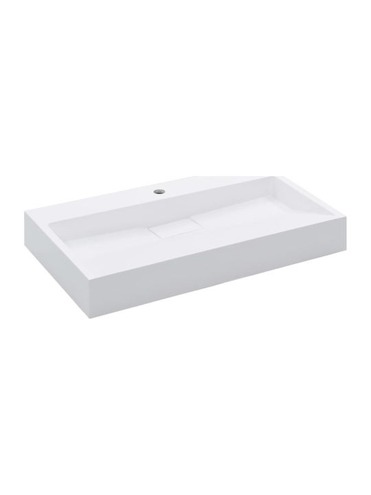 vidaXL Wall Mounted Wall-mounted / Countertop Sink Stone 80x46x11cm White