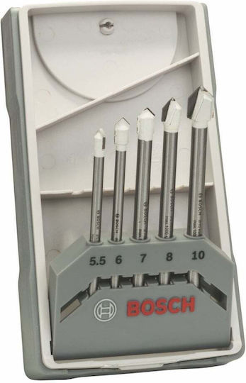 Bosch CYL-9 Set 5 Burghie cu Tija Cilindrică pentru Sticlă και gresie