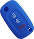 Silicone Car Key Cover Case with 3 Buttons for Renault / Smart Blue