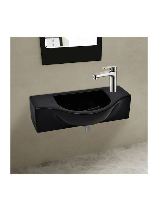 vidaXL Wall Mounted Wall-mounted Sink Ceramic 45x25x12cm Black