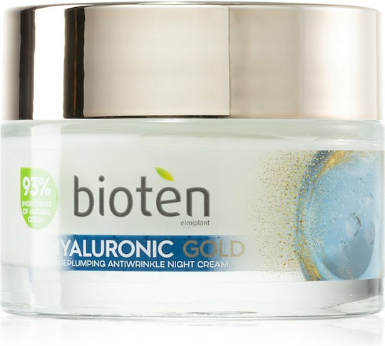 Bioten Gold Κρέμα Προσώπου Νυκτός για Ενυδάτωση & Αντιγήρανση με Υαλουρονικό Οξύ 50ml