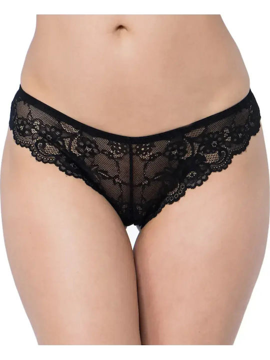 Tempting Women's String with Lace Black