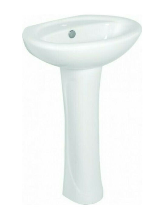 Gloria Vico Wall Mounted Pedestal Sink Porcelain 52x43x77cm White