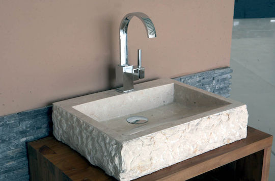Bati Bali Serok Deasupra Blatului Chiuvetă Piatră 50x40x12cm Bej Bati Bali Serok Deasupra Blatului Chiuvetă Piatră 50x40x12cm Bej