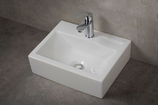 Adamidis Gold 43 Επικαθήμενος Νιπτήρας Πορσελάνης 43.5x34x12.5cm Λευκός