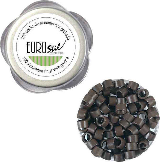 Eurostil Micro Rings with Groove Brown 100τμχ