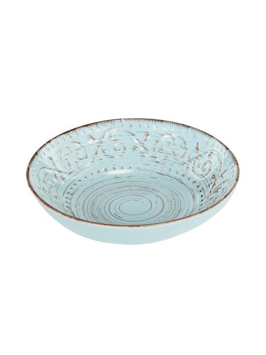 Artekko Salad bowl with Gold Details Ceramic Salad Bowl Blue Rustic Blue Rustic 21x21x6cm