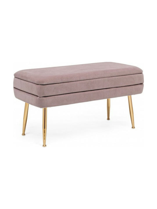 Stool Bench Stool Upholstered with Velvet Pavlina Pink 79.5x37.5x42cm