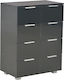 Wooden Chest of Drawers with 8 Drawers Black 60x35x76cm