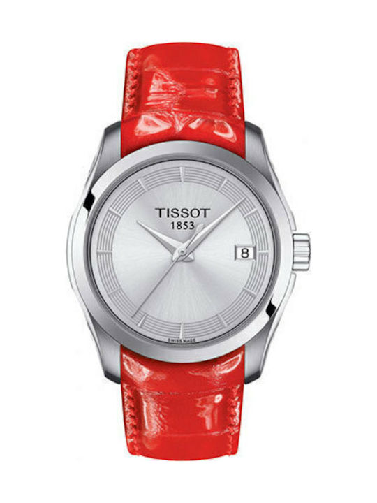 Tissot Τ-Trend Γυναικείο Ρολόι 32mm Μπαταρίας με Κόκκινο Δερμάτινο Λουράκι