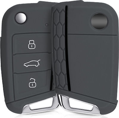 Silicone Car Key Cover Case with 3 Buttons for VW Gray 46967.01