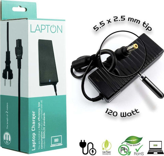 Laptop Charger 120W 19V 6.3A for Toshiba with Detachable Power Cable