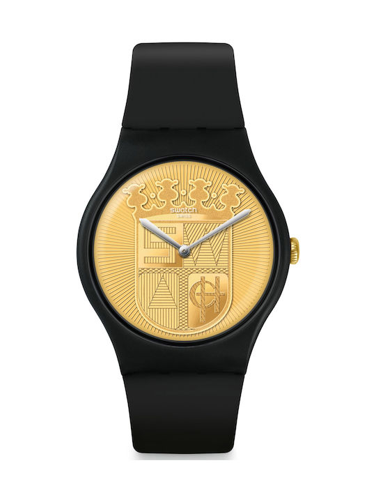 Swatch Blueboost Uhr mit Schwarz Kautschukarmband