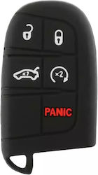 Silicone Car Key Cover Case Type-1 with 5 Buttons for Jeep Black L0157.2