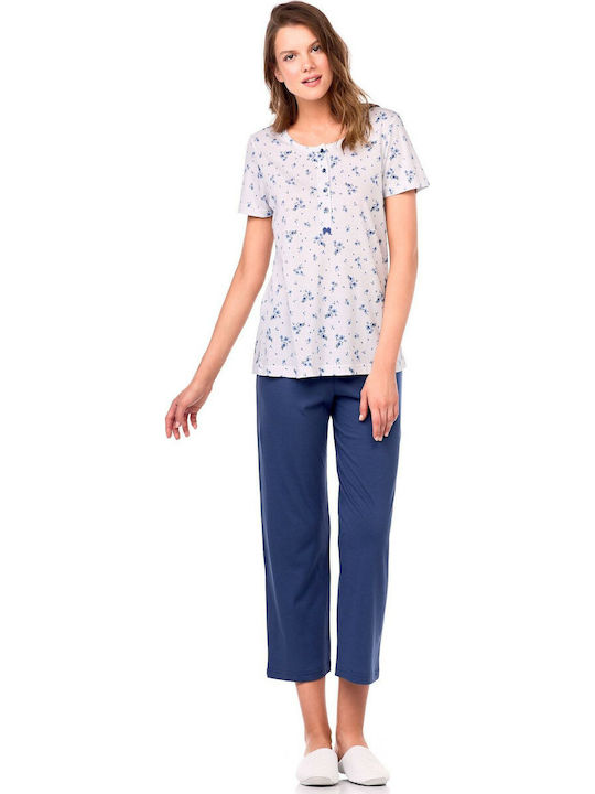 Vamp Sommer Damen Pyjama-Set Blau 6712 00-10-6712