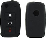 Silicone Car Key Cover Case with 3 Buttons for VW Black