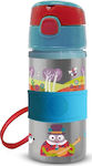 Oops Kids Stainless Steel Water Bottle with Straw Blue 400ml