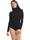 Helios Lingerie Long Sleeve Turtleneck Bodysuit Slim Fit Black