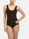 Lingerie Sleeveless Bodysuit Slim Fit Brown